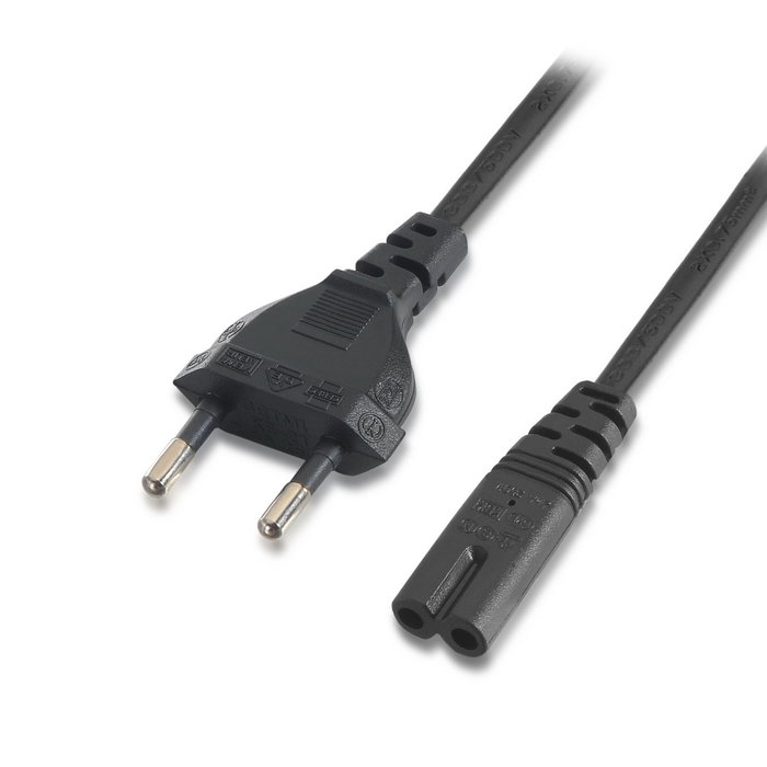 Aisens Cable de Alimentación Forma 8 CEE 7/16 a C7, 1,5m, Negro